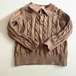 Lil Legs Analogie Camel Cable Knit 100% Cotton Polo size 2